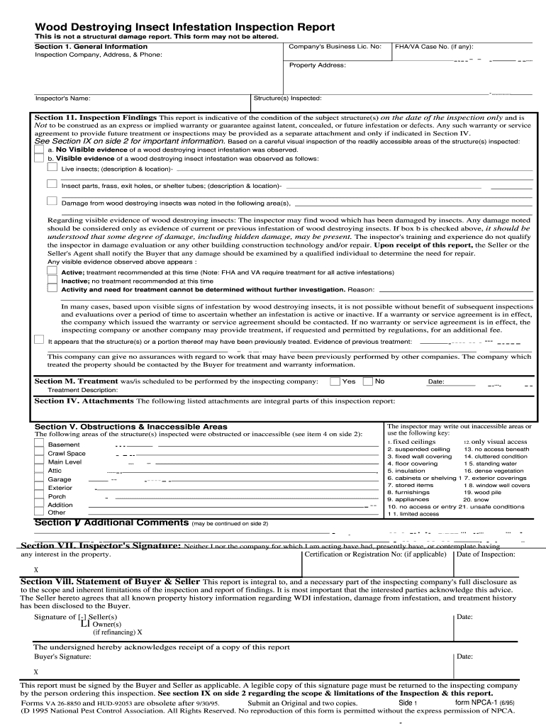 Termite Inspection Form – Fill Online, Printable, Fillable With Pest Control Inspection Report Template