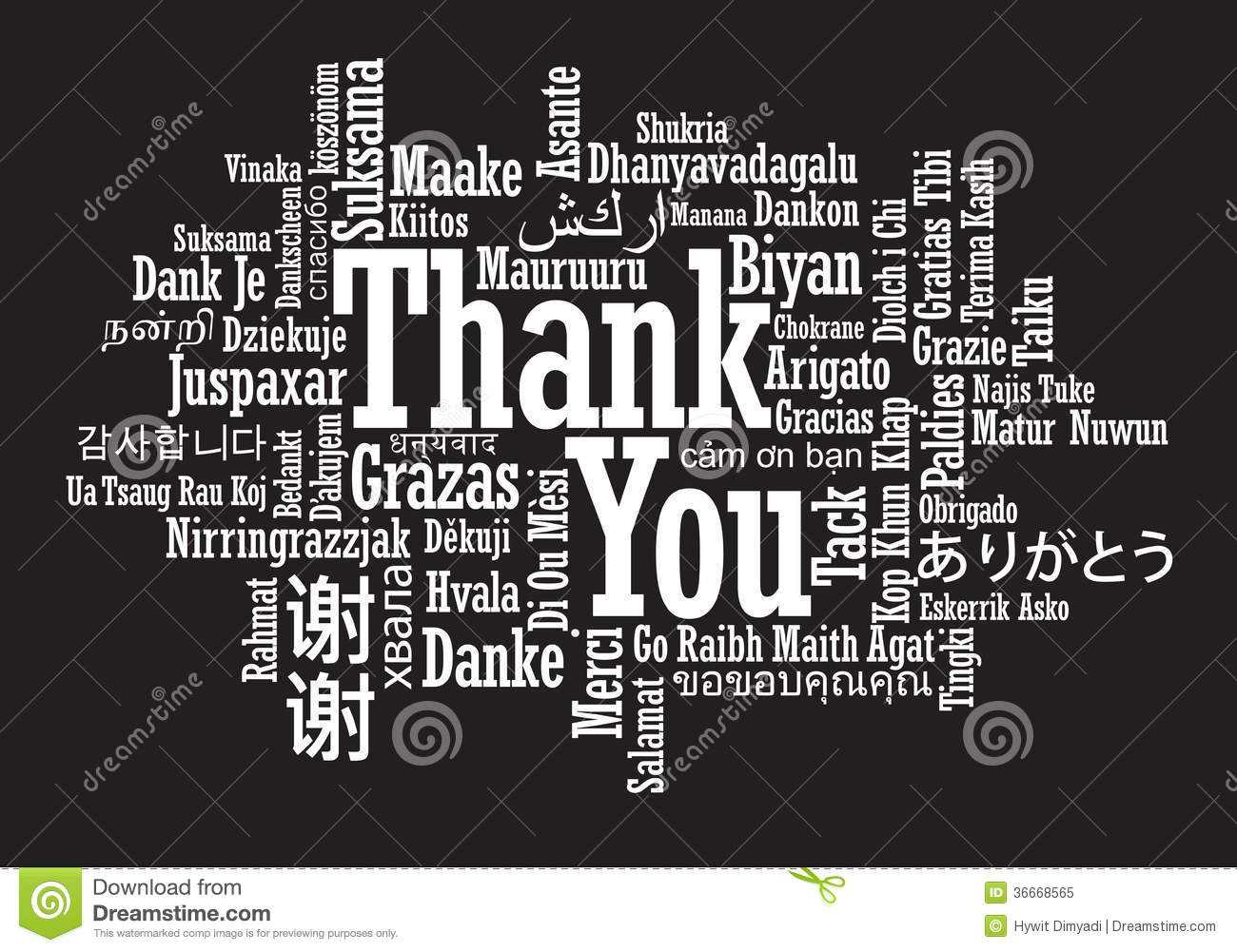 Thank You Word Cloud Stock Vector. Illustration Of Korean With Free Word Collage Template
