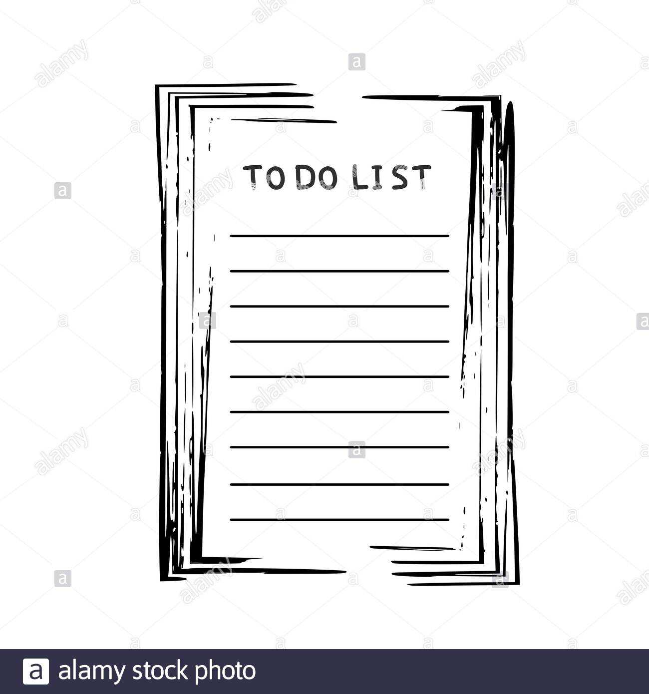 To Do List Template. Hand Drawn Reminder Blank With Copy Intended For Blank To Do List Template