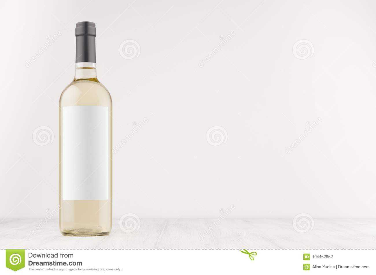 Transparent White Wine Bottle With Blank White Label On Regarding Blank Wine Label Template