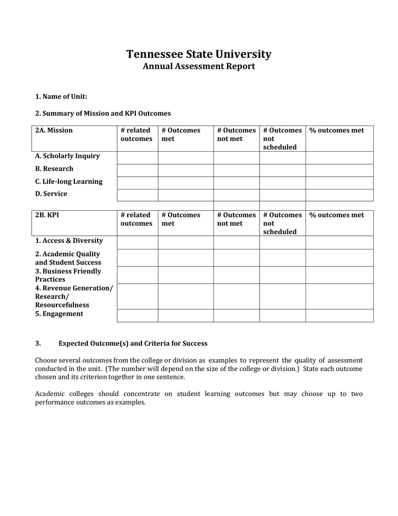 University Assessment And Improvement Report Writing Template Within Improvement Report Template