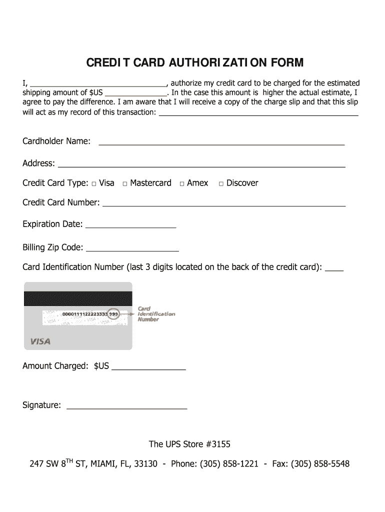 Ups Credit Card Authorization Form – Fill Online, Printable Pertaining To Credit Card Authorization Form Template Word
