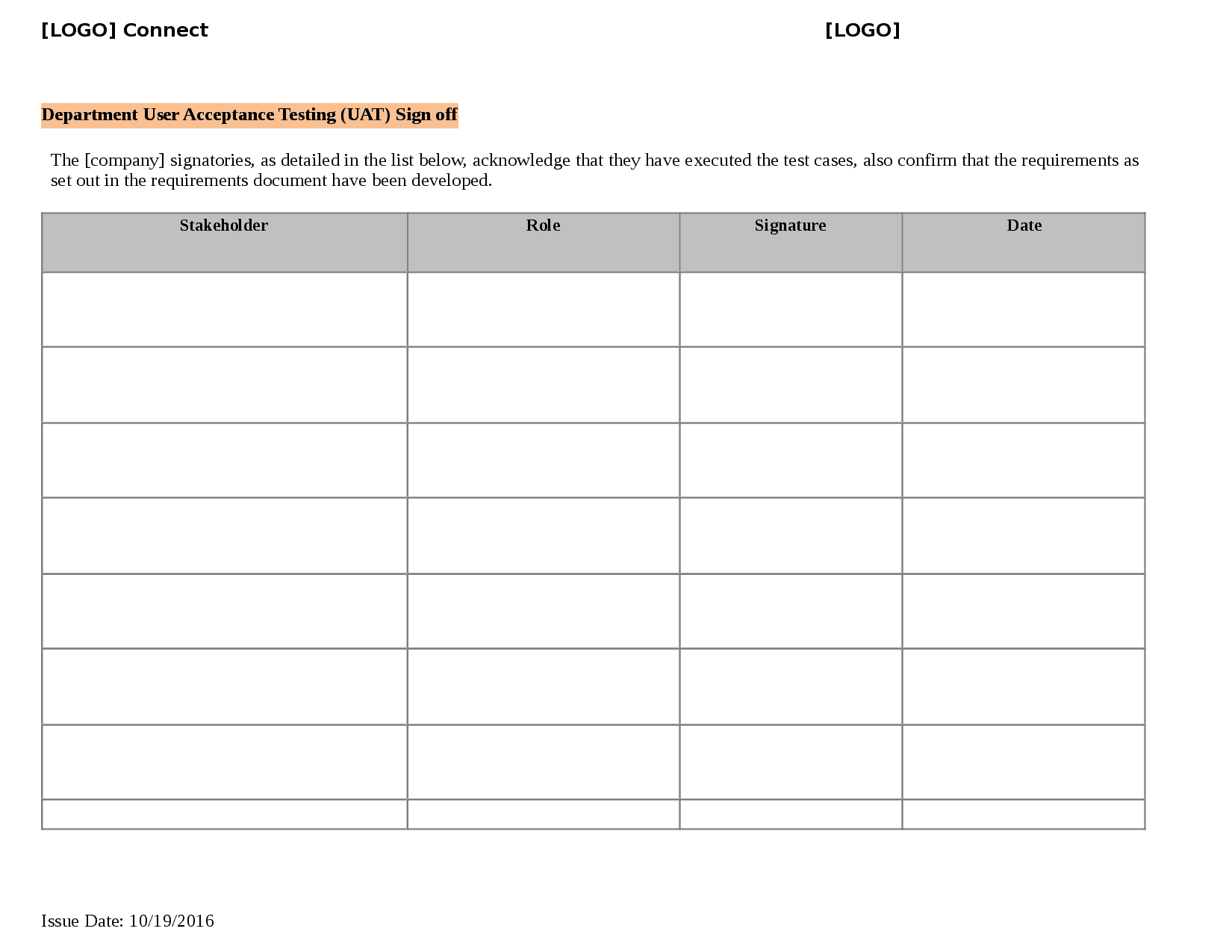 User Acceptance Testing (Uat) Sign Off – Docsity With Regard To Acceptance Test Report Template