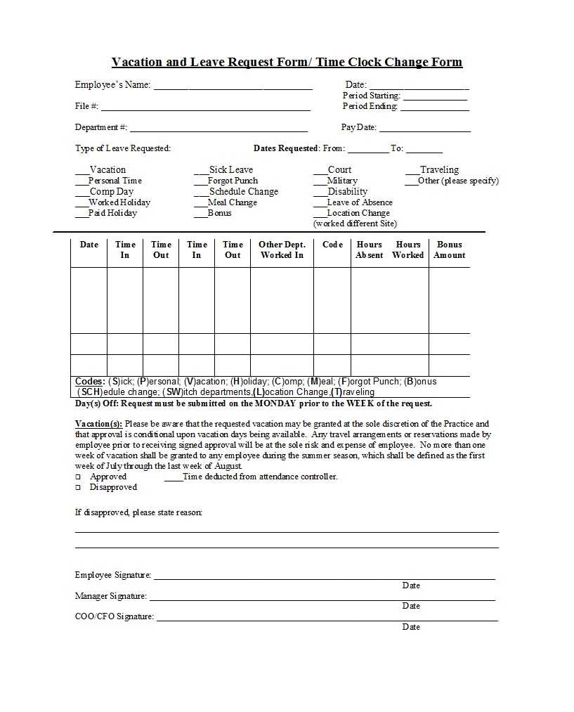 Vacation Request Form Example Professional Employee Forms With Travel Request Form Template Word