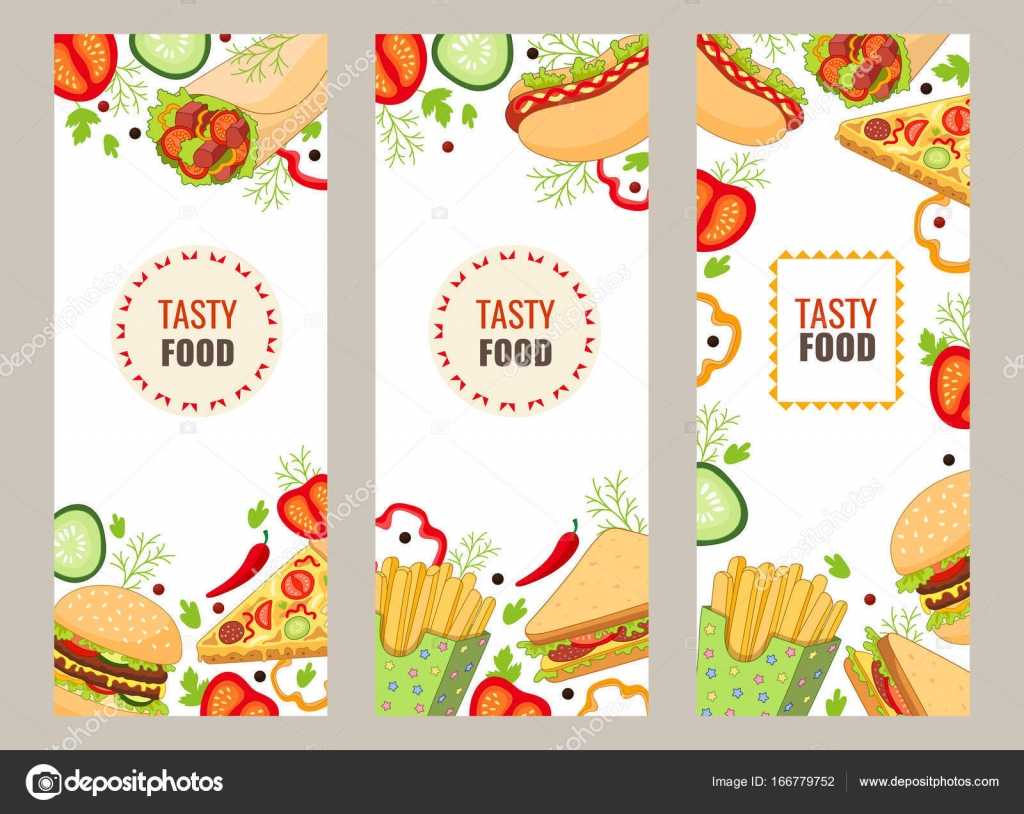 Vector Cartoon Flat Fast Food Banner Template Set — Stock Intended For Food Banner Template