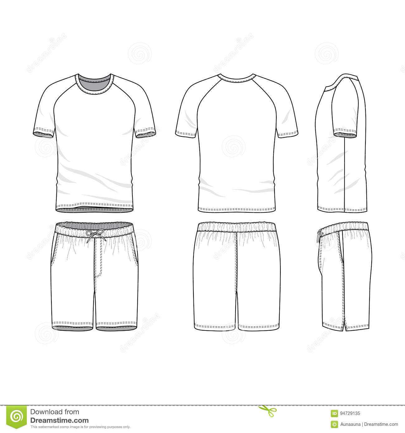 Vector Templates Of Blank T Shirt And Shorts Stock Vector Regarding Blank Model Sketch Template