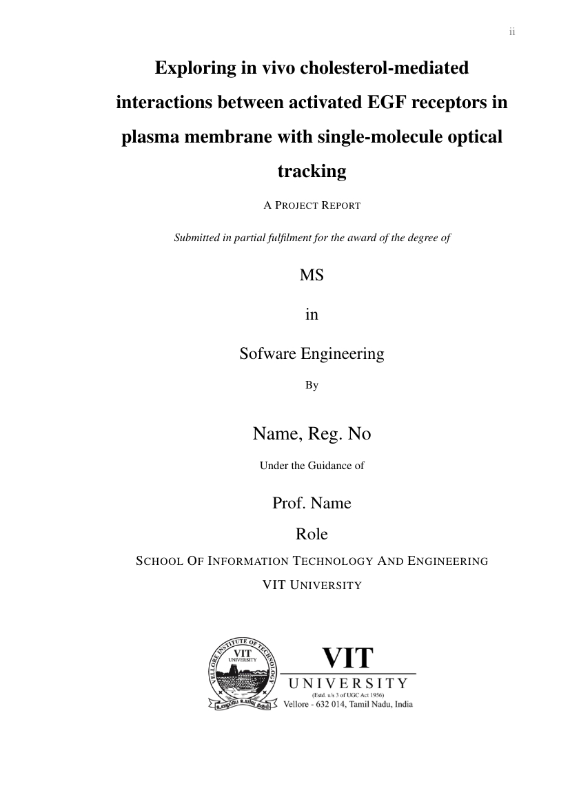 Vit - Template For Vit Project Report Template For Latex Project Report Template