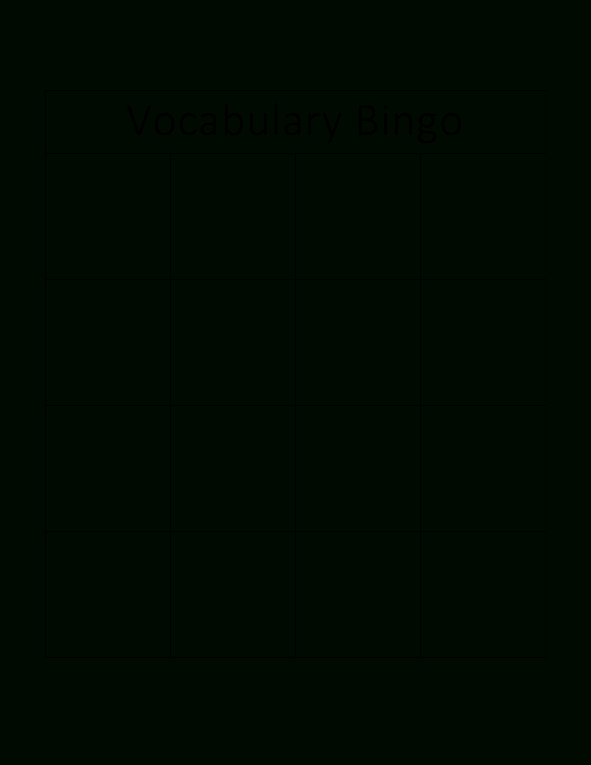 Vocabulary Bingo Card | Templates At Allbusinesstemplates In Blank Bingo Card Template Microsoft Word