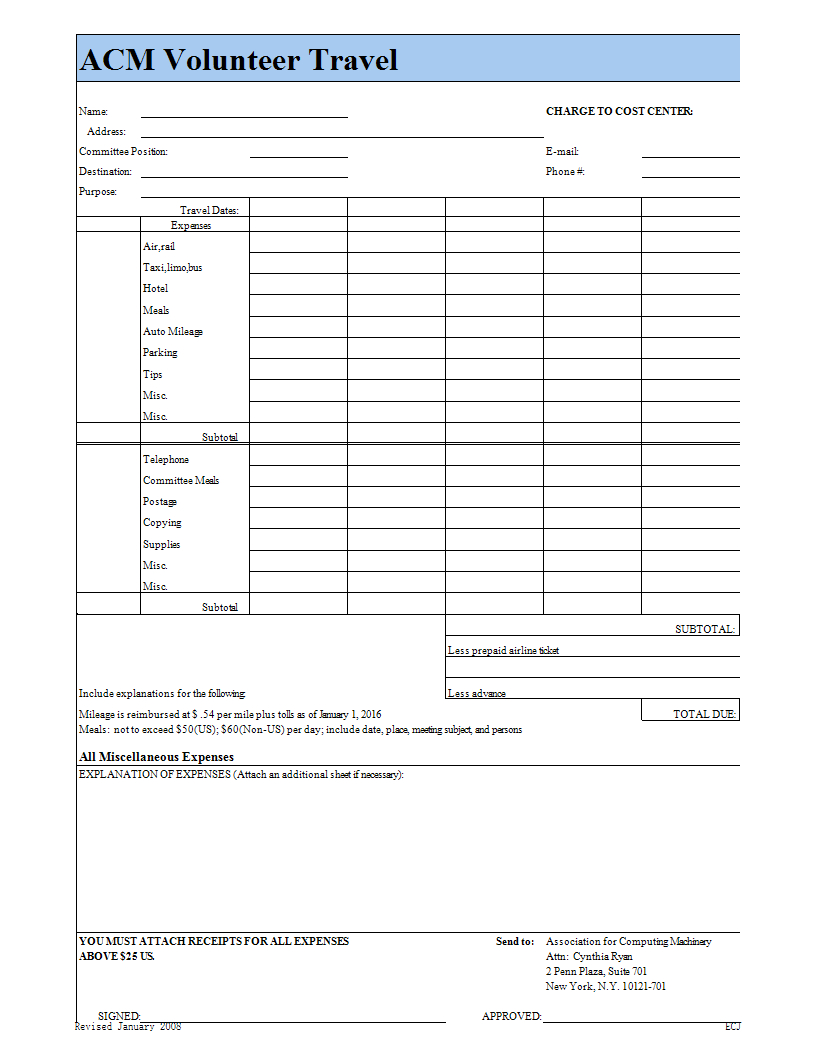 Volunteer Travel And Expense Report Template | Templates At In Air Balance Report Template