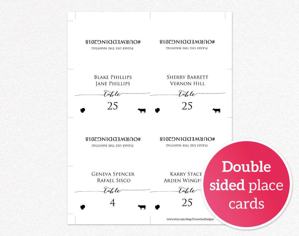 Wanted Place Card Template Double Sided Cards With Meal With Regard To Wedding Place Card Template Free Word