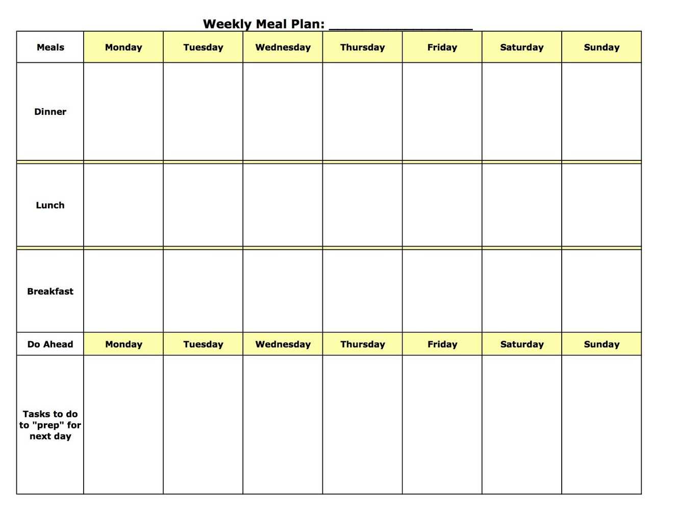 Weekly Food Planner Template Word Plan Editable Meal Free In Menu Planning Template Word