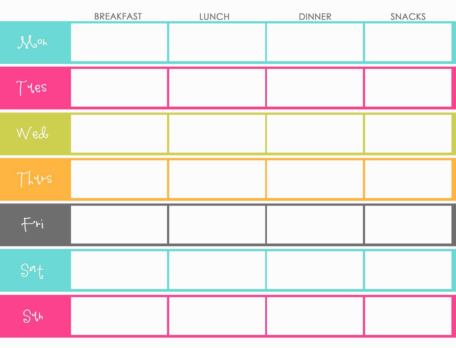 Weekly Meal Planner For Family Templates | Printable Weekly Regarding Weekly Meal Planner Template Word