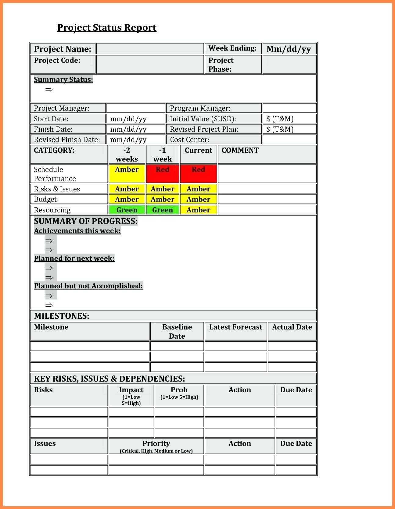 Weekly Progress Report Template Project Format E2 80 93 Within Progress Report Template Doc
