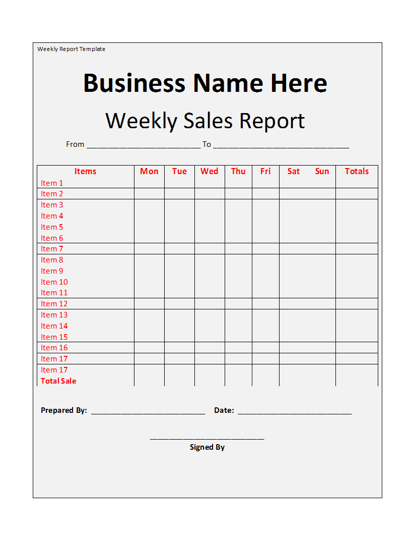 Weekly Report Template Throughout Marketing Weekly Report Template