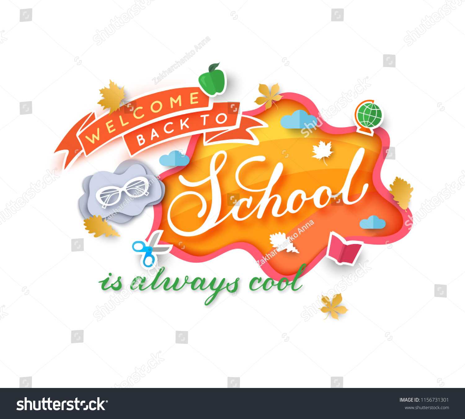 Welcome Back School Banner Template Paper Stock Vector Pertaining To Welcome Banner Template