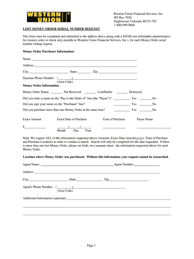 Western Union Form – Fill Online, Printable, Fillable, Blank For Blank Money Order Template