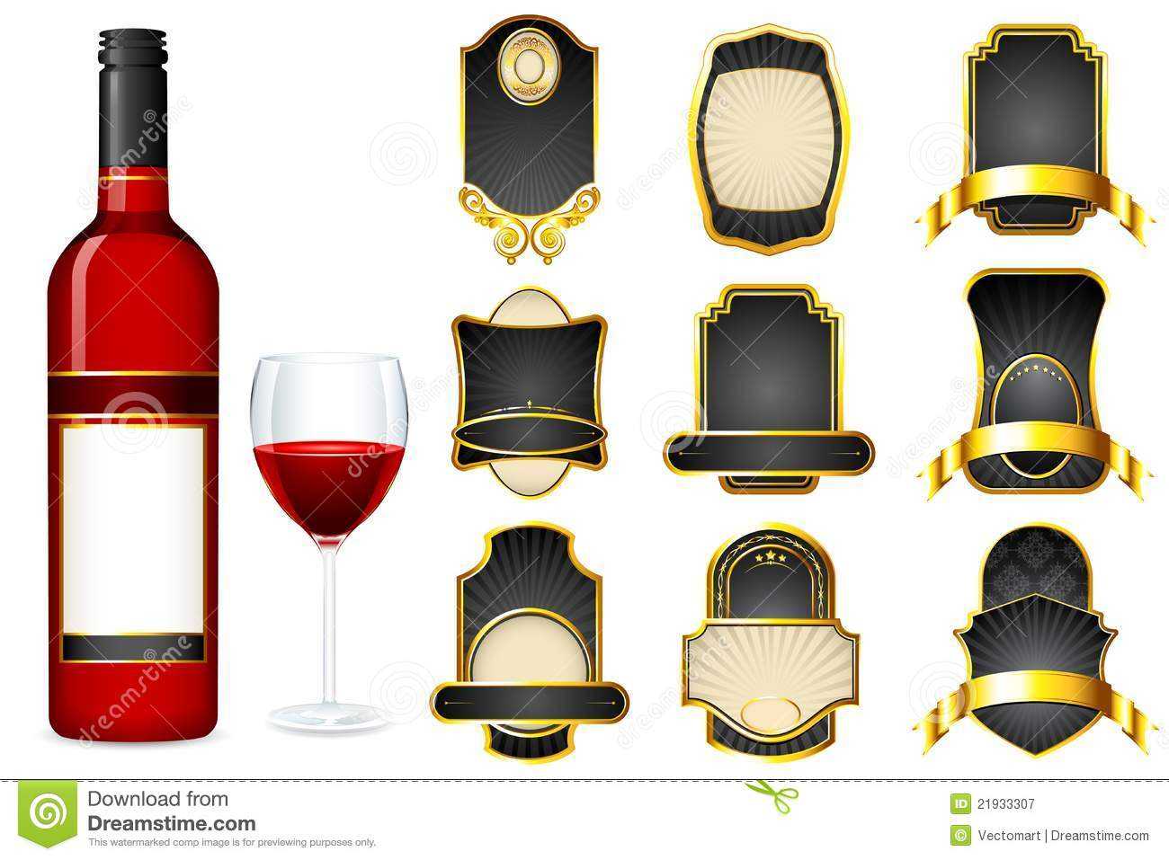 Wine Bottle With Different Blank Label Stock Illustration Pertaining To Blank Wine Label Template