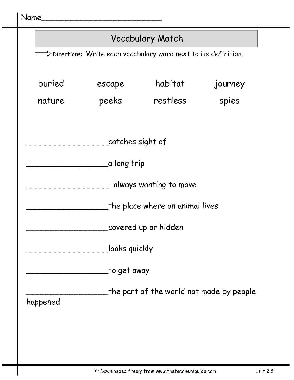 Wonders Second Grade Unit Two Week Three Printouts For Vocabulary Words Worksheet Template