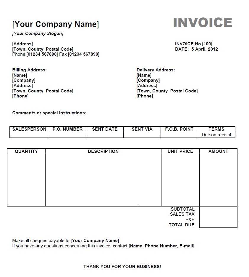 Word Invoice Template Mac | Invoice Example Within Free Invoice Template Word Mac