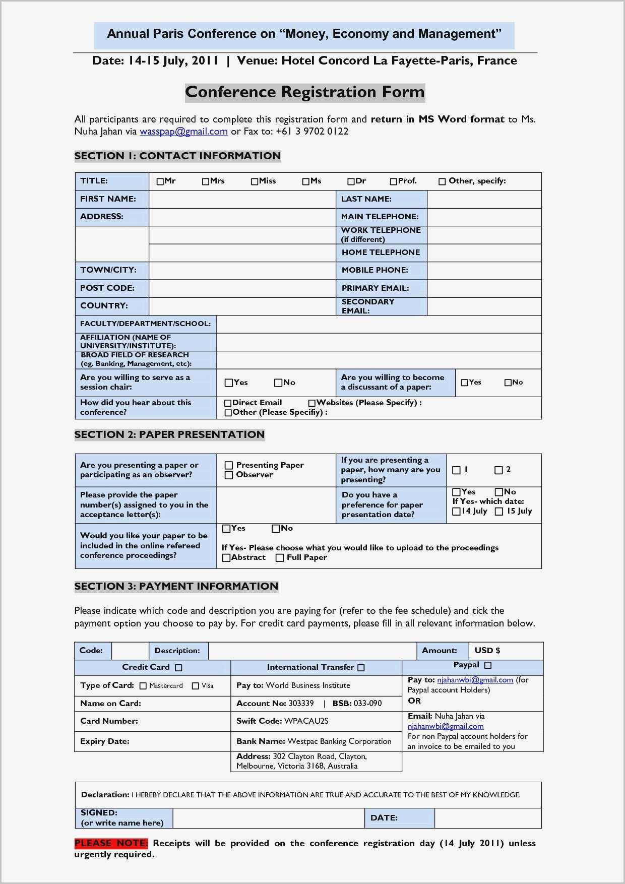 Youth Football Camp Registration Form Template – Templates In Camp Registration Form Template Word